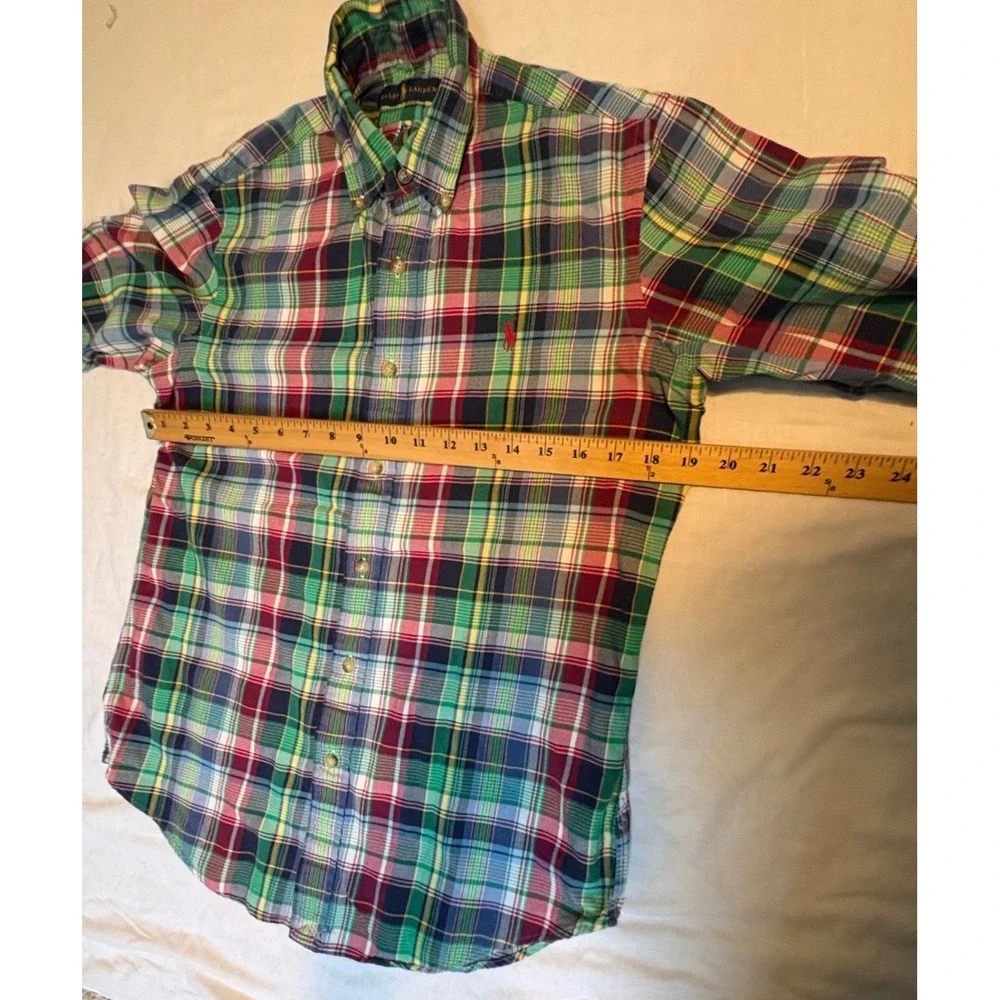Ralph Lauren Button Down Shirt Boys‎ Size S Multi Color Plaid Long Sleeve Pony